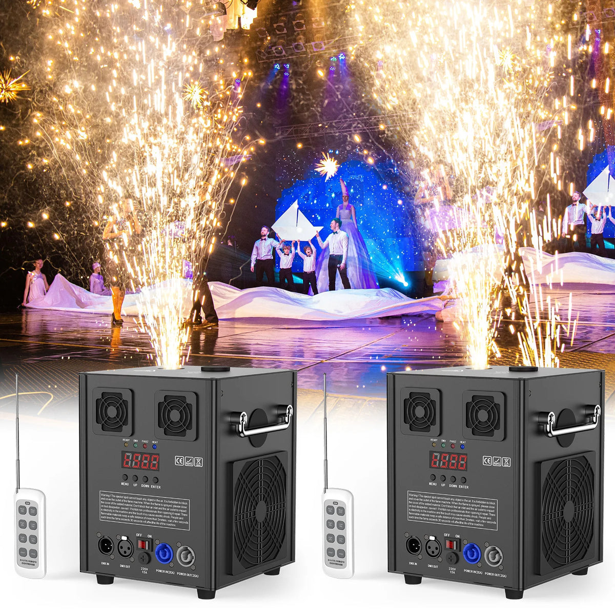 Fieryzeal 700W Cold Sparks Machine with Flightcase Indoor/Outdoor Electronic Flower Spraying Machine DJ Party Firework Machine