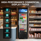 14.8 Cu Ft Commercial Merchandiser Refrigerator Glass Door Upright Beverage Display Fridge Cooler with Front LED Light for Shop