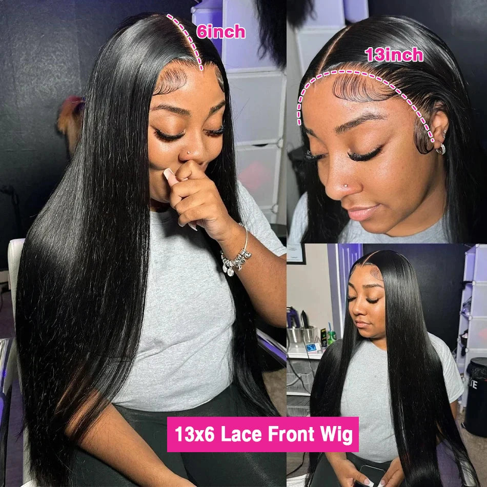 13x6 HD Lace Frontal Wig 100% Raw Human Hair Straight Lace Front Wig 30 36 Inch Long Human Hair Wigs Full 250% 300% Lace Wigs