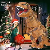 Adult Inflatable T-Rex Dinosaur Costume, Brown Blow Up Tyrannosaurus Rex Suit for Halloween Cosplay Party Carnival Brown