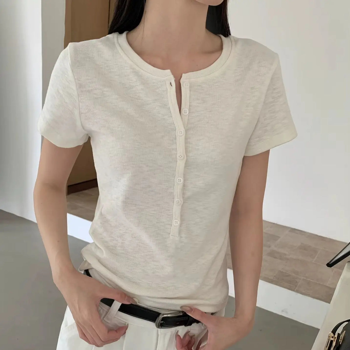 26 Spring/Summer New Round Neck T-shirt Women's Trendy Casual Style Short Sleeve Top