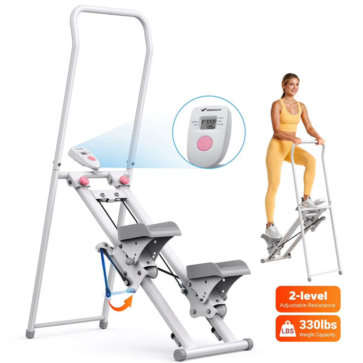 MERACH Stair Stepper for Home Gym Exercise New Version Vertical Climber Machine Full-Body Workout Compact Folding Cardio Stepper