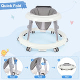 Kmaier Baby Walker, Walker for Babies, Anti‑Rollover Foldable 2‑in‑1 Infant Activity Walker with Rear Push Handle, Multi‑Height Adjustable Metal Support Legs, Removable Washable Seat & Anti‑Slip Wide Safety Base for Toddlers 6‑18 Months