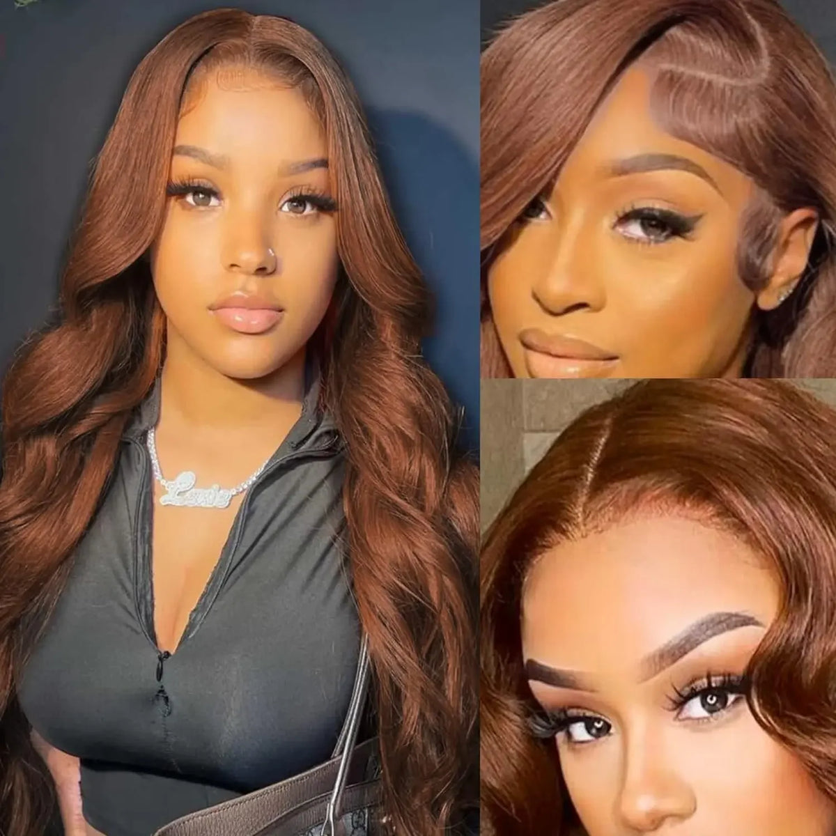 34 Inch Body Wave Chocolate Brown Lace Front Wigs Human Hair Pre Plucked
