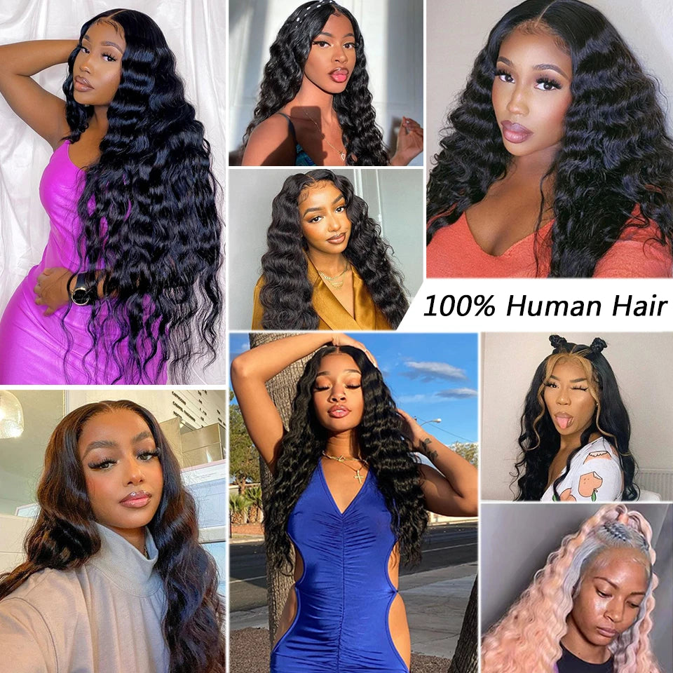 300 Density Loose Deep Wave 13x6 Hd Lace Front Human Hair Wig For Women