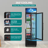 14.8 Cu Ft Commercial Merchandiser Refrigerator Glass Door Upright Beverage Display Fridge Cooler with Front LED Light for Shop