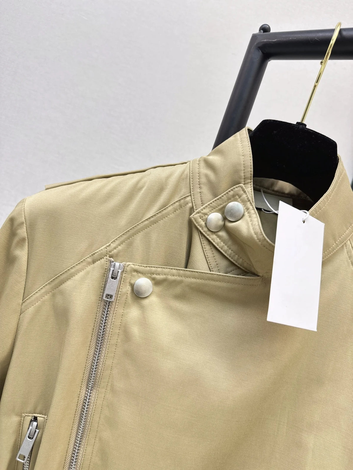 2026 Women Autumn Winter Stand Collar Waist Belt Biker Cropped Jacket ZX3105