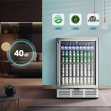 Beverage Refrigerator 24Inch 180 Can Built-in Beverage Cooler Under Counter Beer Fridge Soda Water Wine For Kitchen Bar Office