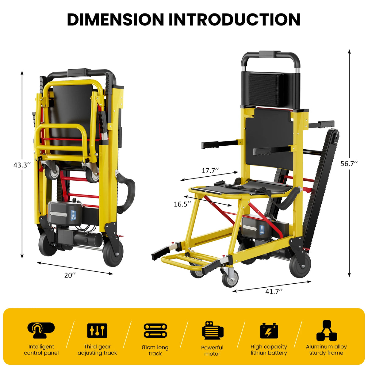 Stair Lifting Motorized Climbing Wheelchair Stair Elevator Lift Track Climbing Wheelchair 440lb Limit  Assist Wheelchair