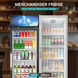 14.8 Cu Ft Commercial Merchandiser Refrigerator Glass Door Upright Beverage Display Fridge Cooler with Front LED Light for Shop