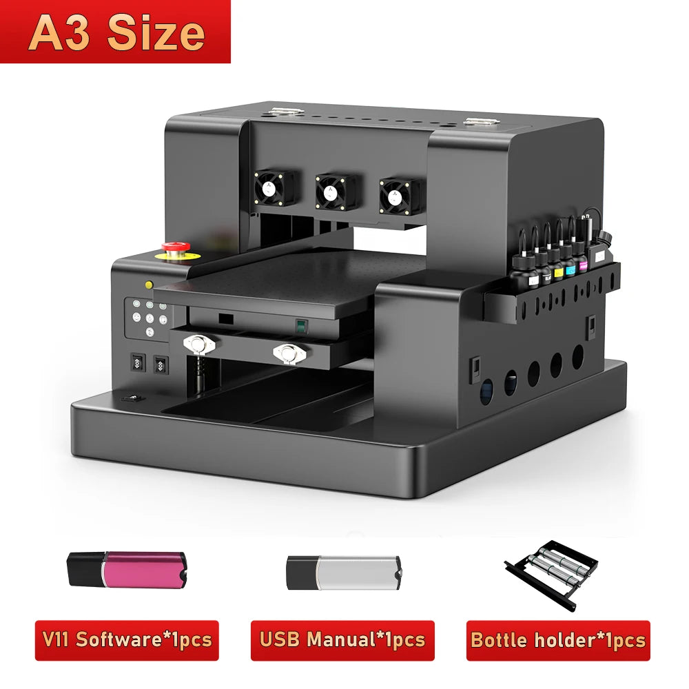 A3 UV Printer XP600 UV Flatbed Printing Machine A3 UV DTF Printer For Pen Bottle Wood UV Flatbed Printer A3 UV DTF Sticker Print