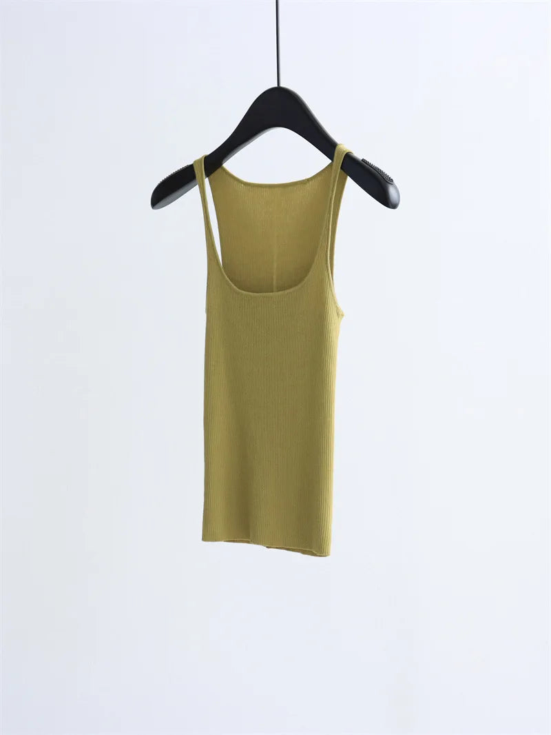 2026 New Women's Clothing Knitted Blouse - Form-fitting Short Sleeve Sleeveless Knitted Top for Underwear with Women
