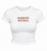 Marriage Material | Bride Bachelorette Shirt Future Mrs Bridal Top Cute Bride Outfit Bach Weekend Shirt Y2K Bride Crop Top