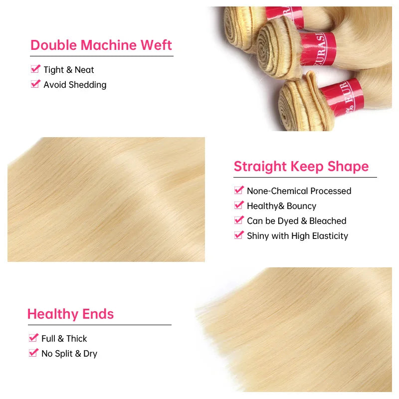 Alimonica Bundles Honey 613 Blonde Remy Brazilian Straight Hair Weave Weft Remy Human Hair Bundles 8 - 40 Inch Free Shipping