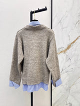 2026 Women Autumn Fake Two-piece Spliced Knit Top ZX3107