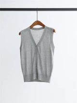 2026 New Women's Clothing Knitted Simple Blazer Lightweight Sleeveless Sweater Elegant Top V-Neck Shirt
