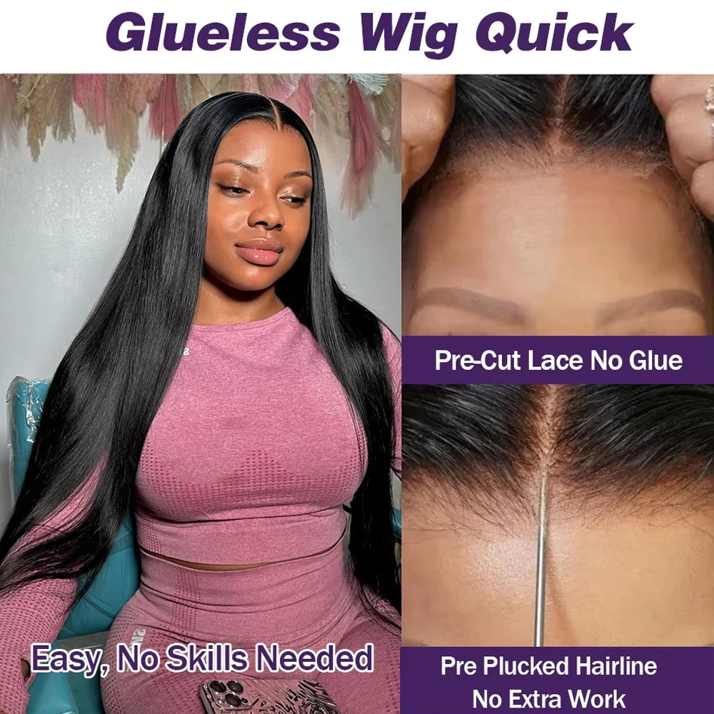 40 42 Inch Bone Straight Human Hair Wigs 13x4 13x6 HD Lace Frontal Wigs