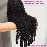 13x6 HD Burmese Curly Human Hair Wig Glueless Wear And Go 100% Human Hair Water Wave Wigs with Spiral End for Women 300% Density