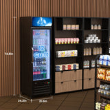 14.8 Cu Ft Commercial Merchandiser Refrigerator Glass Door Upright Beverage Display Fridge Cooler with Front LED Light for Shop