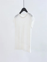 2026 Model: Round-necked Shoulder-Padded Knit Top for Summer - Simple Casual Commute Hoodie - Lightweight T-shirt