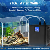 Aquarium Chiller for Fish Tank 79Gal Hydroponic Water Chiller 1/3HP Axolotl Cooler with Remote Control Pump Pipe Pet Products