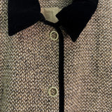 2026 Women Autumn Color Block Collar Tweed Short Jacket ZX3106