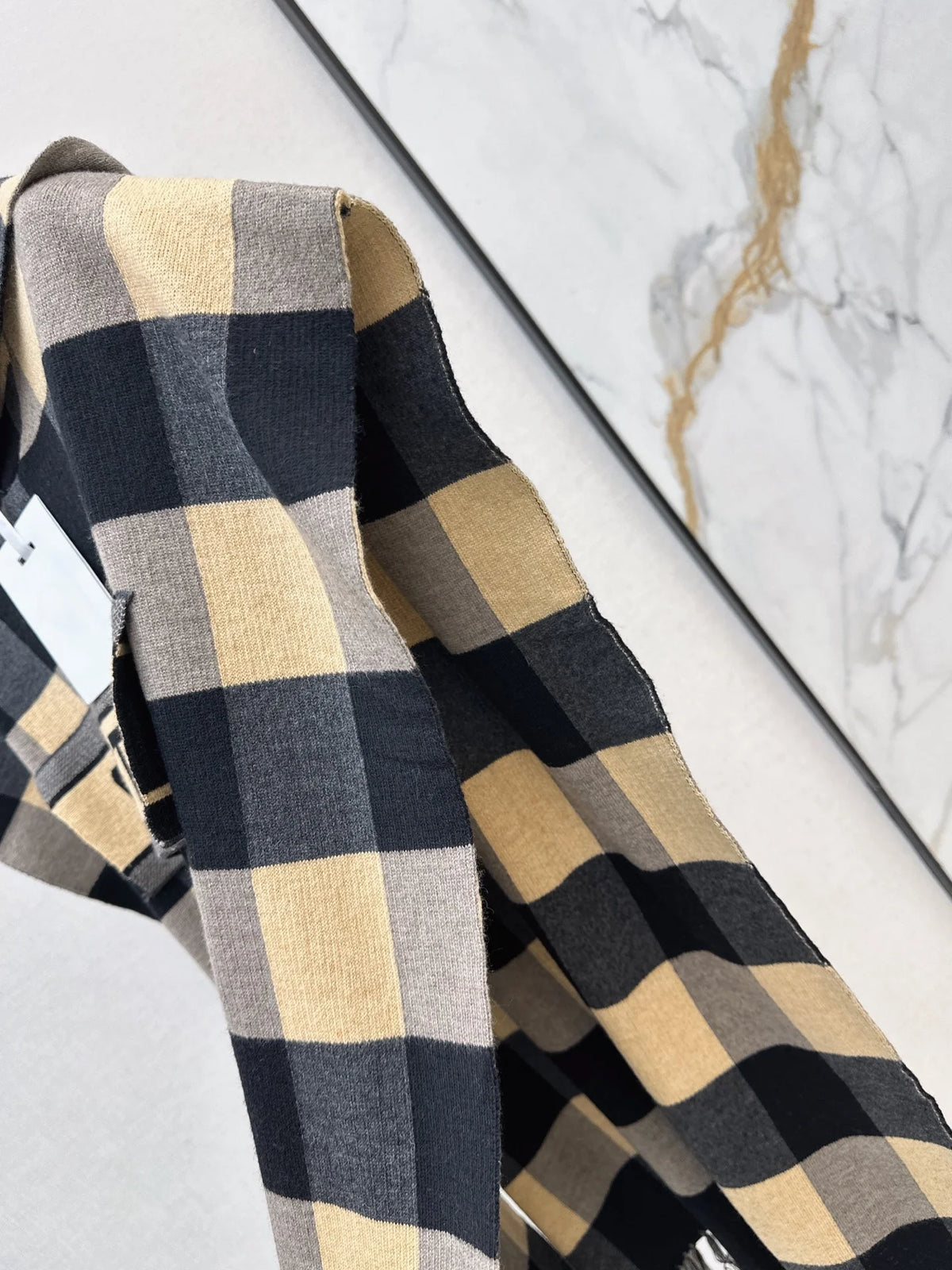 2026 Women Cape Coat Hooded Plaid Pattern Wool Fabric H Line Cut Brown Waist Belt Fringe Edge Fall Winter Outer Garment