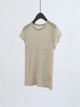 2026 Model: Round-necked Shoulder-Padded Knit Top for Summer - Simple Casual Commute Hoodie - Lightweight T-shirt