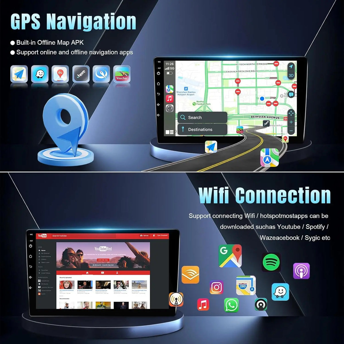 9 Inch Wireless Car Stereo for Nissan Altima 2008-2012 Manual A/C HD Touchscreen Car Radio with Backup Camera GPS WIFI FM 2G+32G