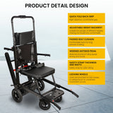 Electric Stair Climbing Chair Foldable Emergency Stair Lift Wheelchair Battery Operated for Elderly Disabled 440 lbs Max Load