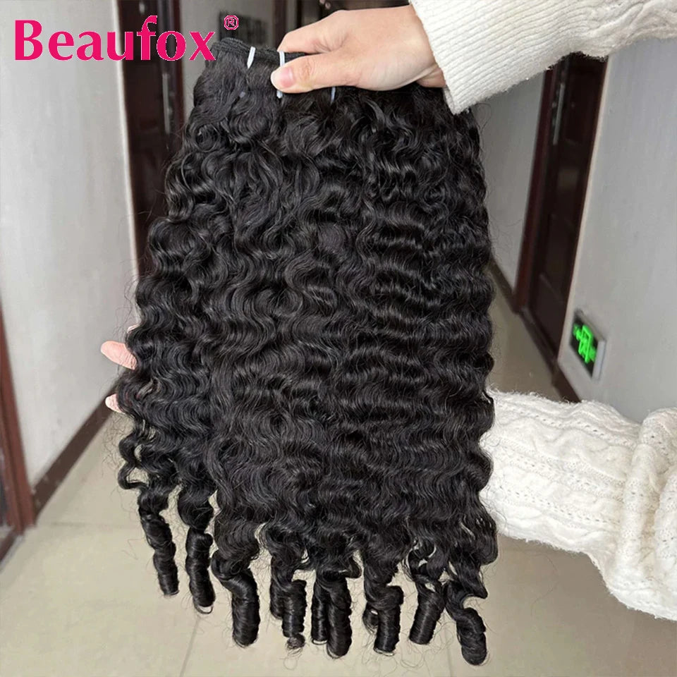 Beaufox Burmese Curly Hair Bundles Pixie Curly Bundles Human Hair Virgin