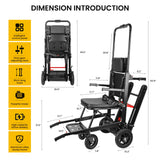 Electric Stair Climbing Chair Foldable Emergency Stair Lift Wheelchair Battery Operated for Elderly Disabled 440 lbs Max Load