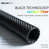 Local+ 2PCs Carbon Fiber Foldable 5-Sections Ultra-Light 110g Trekking Poles Walking Cane, 110/120/130cm Fixed Length Hiking Sticks for Outdoor Camping, City Running, Travel, Men Women Lightweight Portable Gear Caron Fiber Black Tech