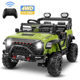 24V 2 Seater Electric Ride on Car with Remote Control for Kids w/20 Inch Wide Seat, 4x100W Motor, LED Headlight & Music Player