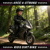 49cc 4-Stroke Mini Motorcycle Gas Pocket Motorbike Pocket Rocket Motorcycle with Front Rear Disc Brakes Racing Max Speed 25MPH