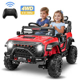 24V 2 Seater Electric Ride on Car with Remote Control for Kids w/20 Inch Wide Seat, 4x100W Motor, LED Headlight & Music Player