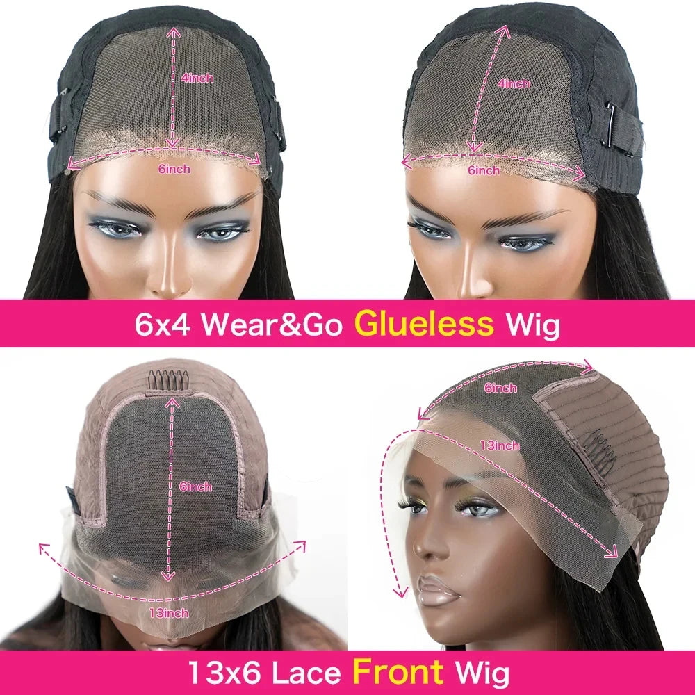 250 Density Kinky Straight 13x6 HD Lace Frontal Wig For Women 6x4 Yaki Straight Glueless Wigs Human Hair No Glue Ready To Wear