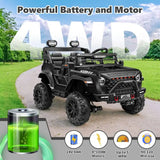 24V 2 Seater Electric Ride on Car with Remote Control for Kids w/20 Inch Wide Seat, 4x100W Motor, LED Headlight & Music Player