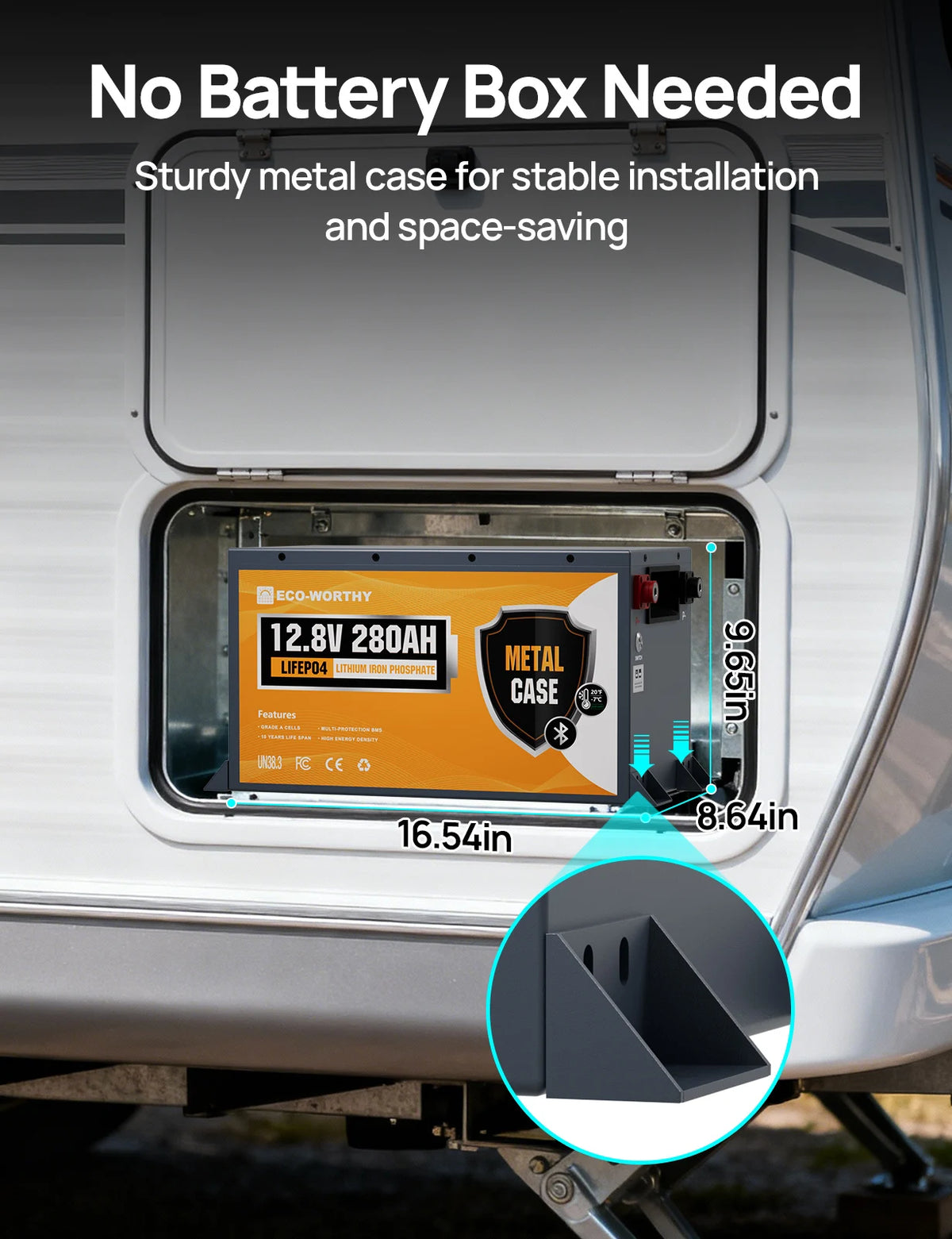 ECO-WORTHY 2Pack 12V 280Ah Metal Case LiFePO4 Battery w/Bluetooth & Low Temp Cutoff - Built-in 200A BMS - Deep Cycle for Camper, Traile