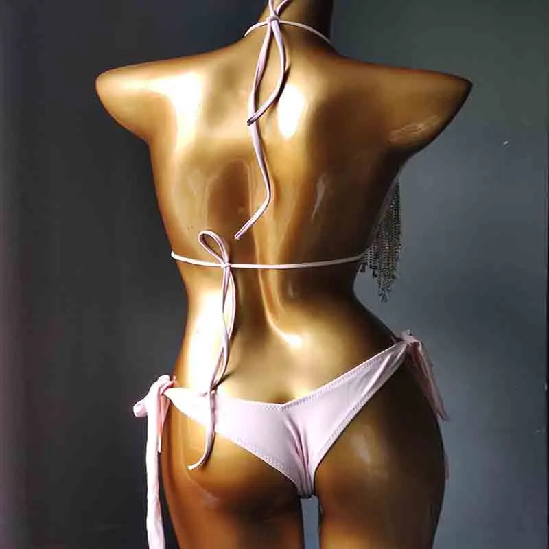 2020 venus vacation new diamond tassels bikini set bandage swimwear sexy women bathing suit swimsuit push up beachwear
