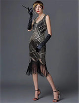 SIDAIMI 1920s Flapper Dress Great Gatsby Dress Round-Neck New Women's Black Sequin Dress Elegant Dress Tassel Party Dress