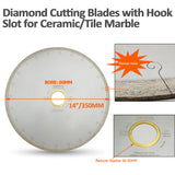 DT-DIATOOL 2pcs 200/350MM Wet Diamond Ceramic Cutting Disc Saw Blades With Hook Slot Bore 60mm with 50mm reducer for Tile Marble