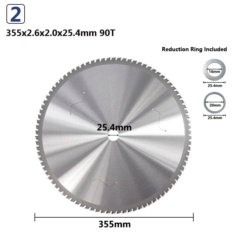 XCAN Metal Cutting Blade 355mm(14 Inch) x25.4mm 66 90T Carbide Circular Saw Blade For Aluminum Iron Steel Metal Cutting Disc