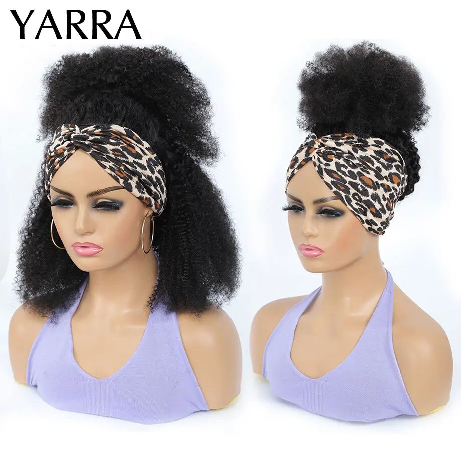 Afro Kinky Curly Headband Wig Human Hair Brazilian Curly Remy Afro Kinky Headband Wig For Black Women Machine Made No Glue Yarra
