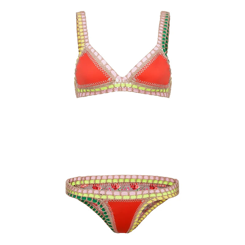 Reversible Handmade Daisy Crochet Floral Bikini Set Sexy Swimsuit Unique Swimwear Boho Bathing Suit For Women Summer Vacation