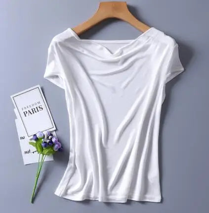 Women's Spring Summer Thin 100% Natural Silk T-Shirt Female Elastic Casual Breathable Summer Plus Size Silk Shirt Tops TB1168
