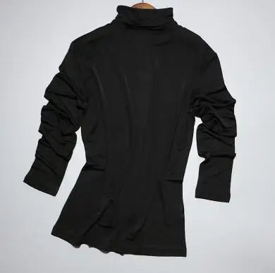 Women's Silk Turtleneck Basic Tees Tops Female Elastic Silk Shirt TB1158