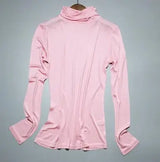 Women's Silk Turtleneck Basic Tees Tops Female Elastic Silk Shirt TB1158