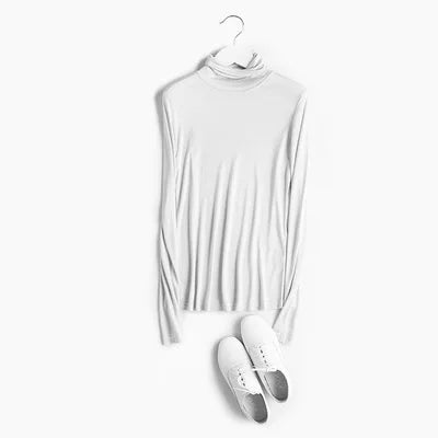 SuyaDream Women T Shirt Real Silk Basic Turtleneck Long Sleeve Solid Bottoming-Shirt FALL WINTER Green Plus Size Spandex Top