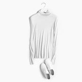 SuyaDream Women T Shirt Real Silk Basic Turtleneck Long Sleeve Solid Bottoming-Shirt FALL WINTER Green Plus Size Spandex Top
